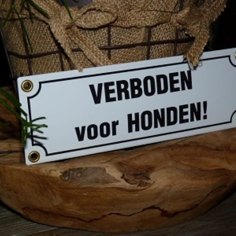 Emaille bord 'Verboden voor honden'